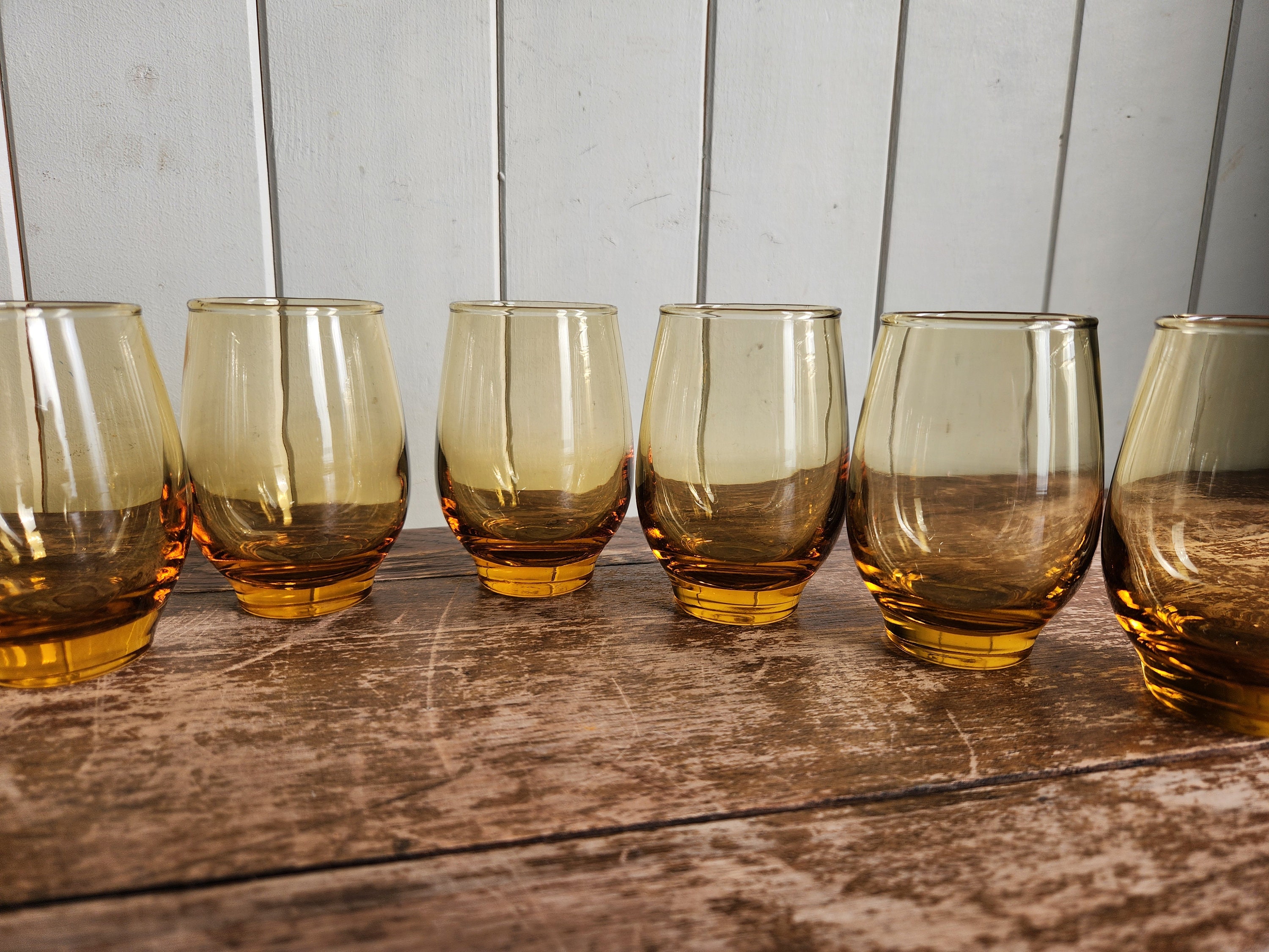 Set of 8 Vintage Libbey Amber Drinking Glasses Set MCM Drinkware - Etsy