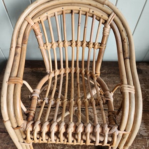 Vintage Wicker and Rattan Chair Doll Size Small Chair image 7