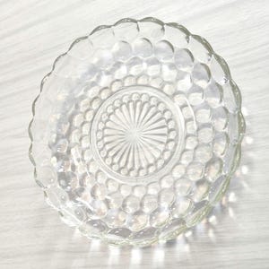 Vintage Clear Anchor Hocking Bubble Pattern 8.5” Round Serving Dish