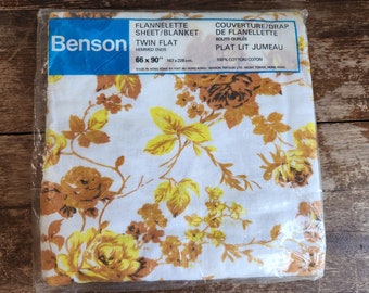 Vintage NOS Benson Flanette Flat Twin Size Sheets