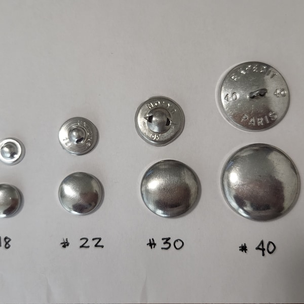 METAL BUTTON BLANKS Aluminum for Custom Fabric Covered buttons silver #18 #22 #30 #40 size 10 pairs per pack