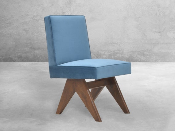 Pierre Jeanneret Inspired Upholstered Armless Office Chair | Handmade Reclaimed Teakwood | Chandigarh High Court Design