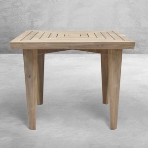 Handmade Pierre Jeanneret Inspired Square Slatted Dining Table | Outdoor Furniture Range