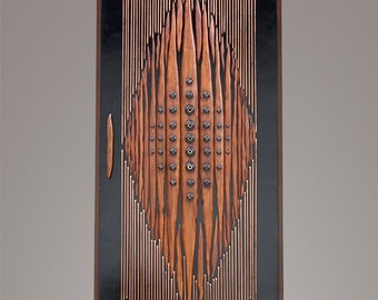 Exotic 1980's Unusual Wooden & Copper Single Door
