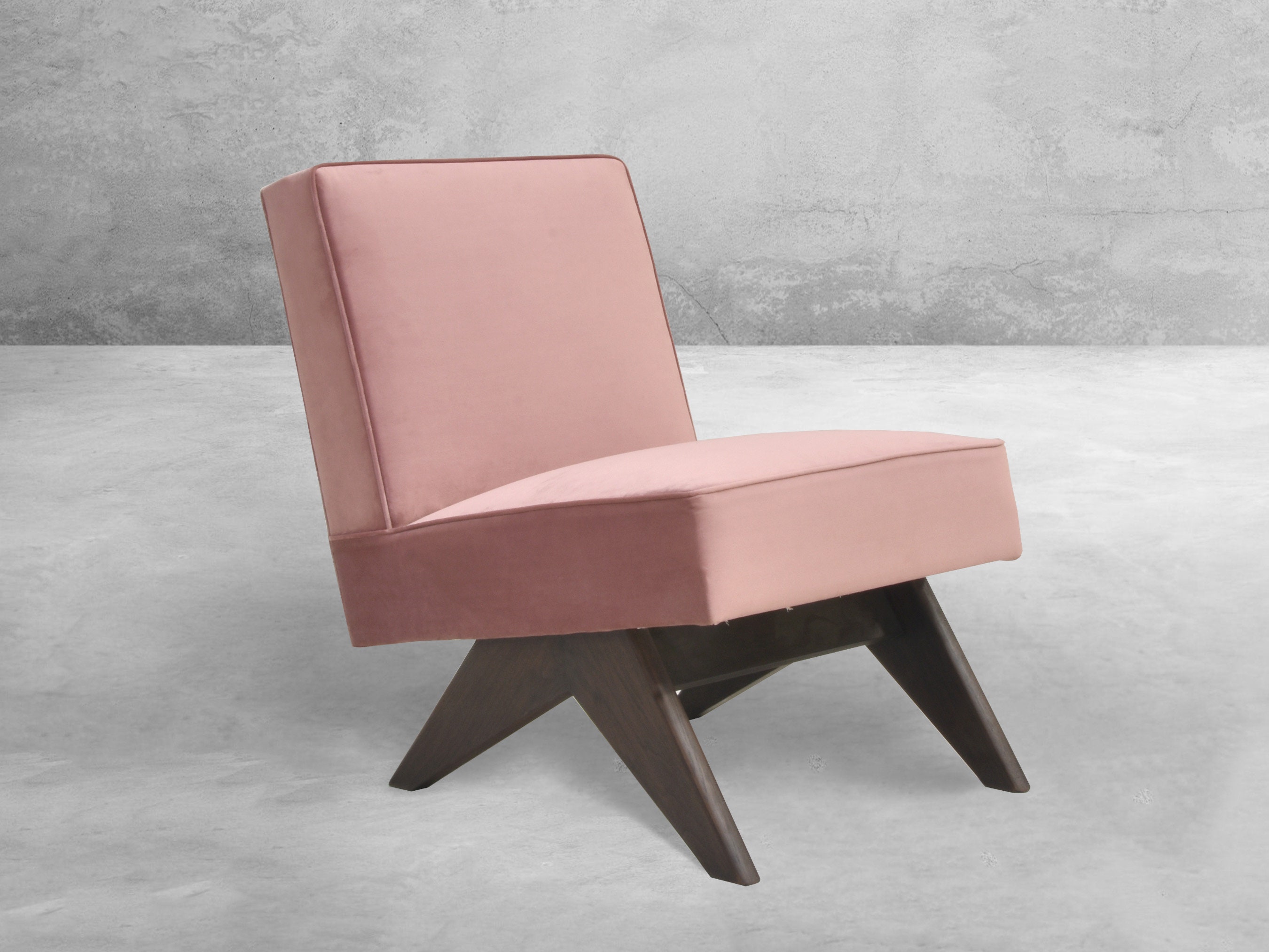 Pierre Jeanneret Inspired Upholstered Armless Lounge Chair
