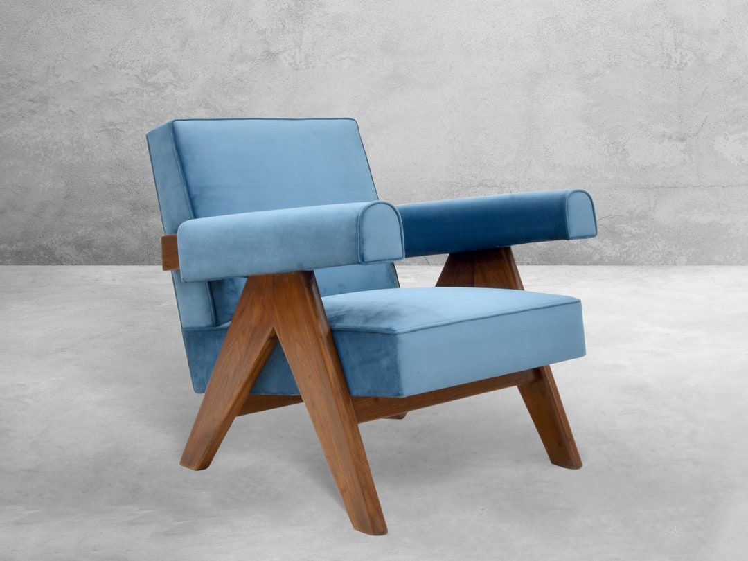 Pierre Jeanneret Inspired Upholstered Easy Chair - Handmade