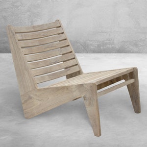 Handmade Pierre Jeanneret Inspired Slatted Kangaroo Chair for Outdoor Decor