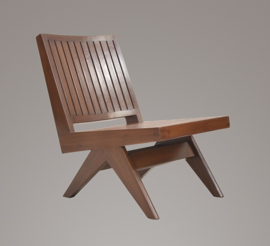 Pierre Jeanneret Outdoor Slatted Armless Easy Chair Etsy