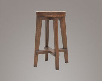 Pierre Jeanneret Teakwood Stool Replica