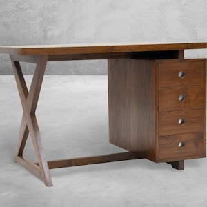 Handmade Pierre Jeanneret Inspired Teakwood Administrative Desk