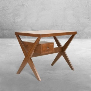 Handmade Pierre Jeanneret Inspired X-Leg Secretariat Desk made of Reclaimed Teakwood&quot;