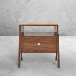 Handmade Pierre Jeanneret-Inspired Teakwood Bedside Table with Compass Legs image 2