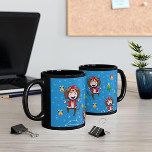 Christmas Leo Star Sign 11oz Black Mug