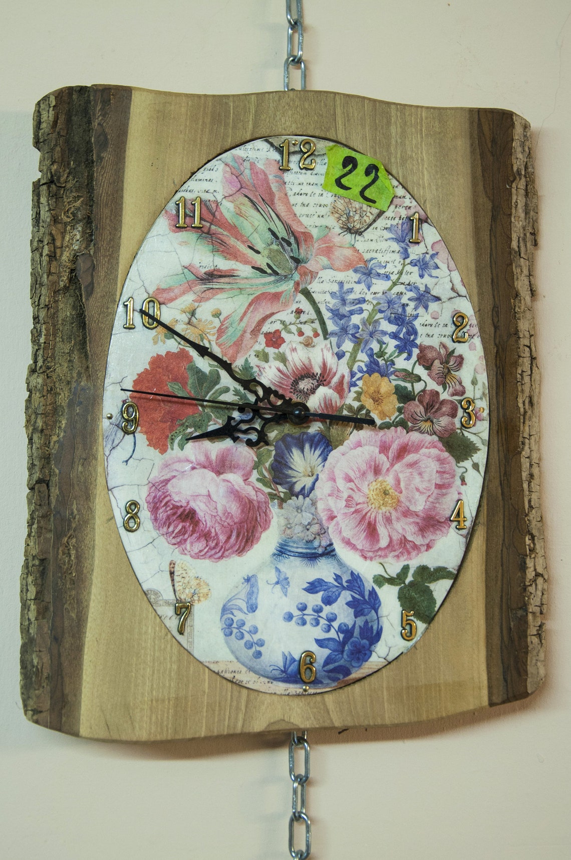 Clock with Vase of Flowers Etsy