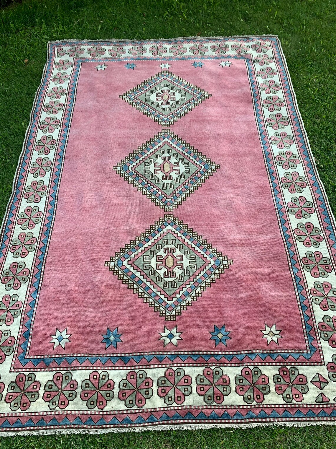 Extra Large Oriental Rug Large Pink&Blue Rug Turkish Large Etsy