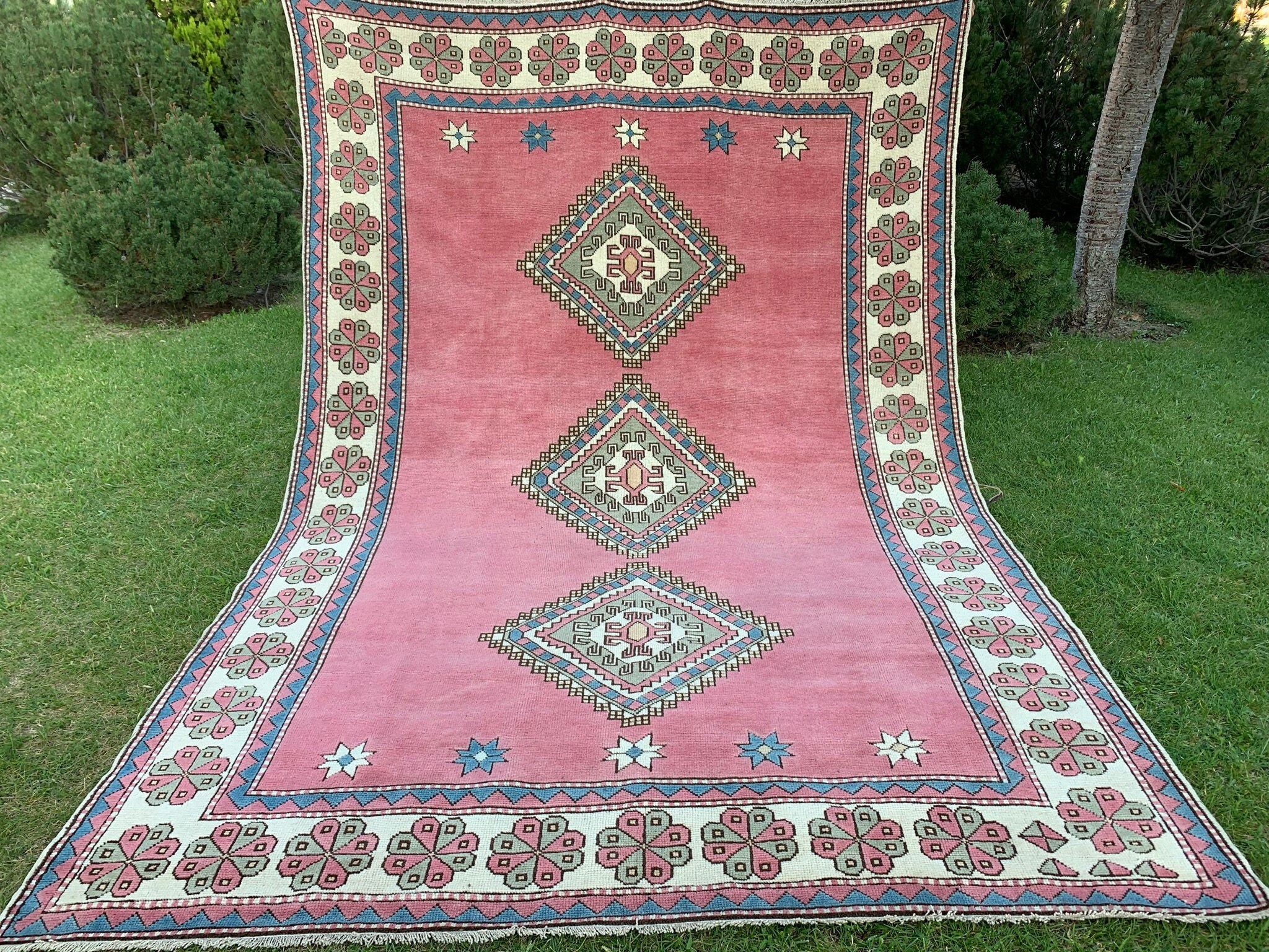Extra Large Oriental Rug Large Pink&Blue Rug Turkish Large Etsy