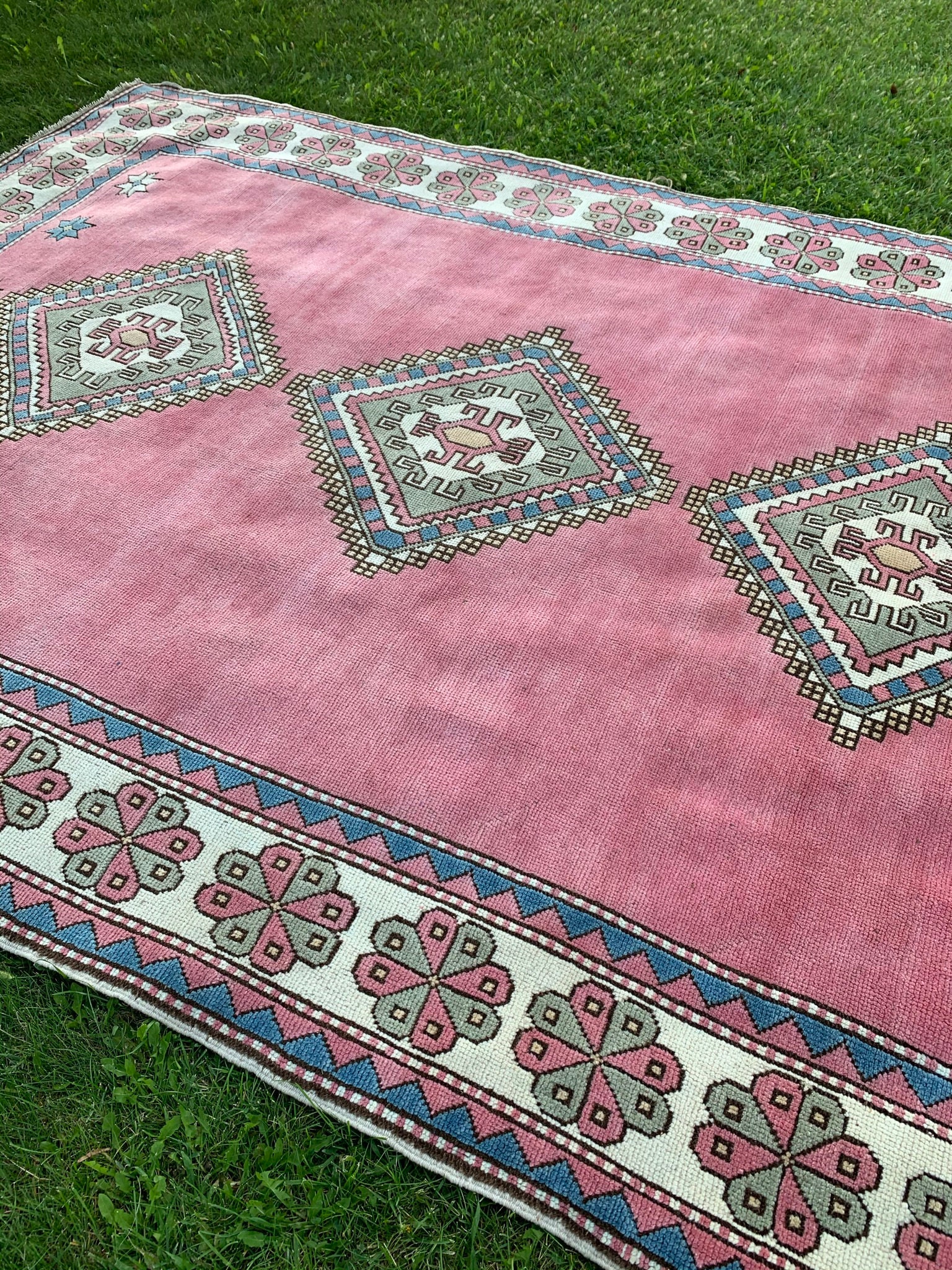 Extra Large Oriental Rug Large Pink&Blue Rug Turkish Large Etsy
