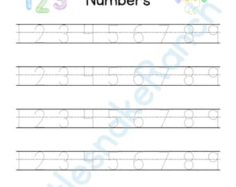 DOWNLOAD IMMEDIATO - Foglio di lavoro stampabile per la scuola materna, l'asilo e la scuola materna, per contare i numeri e tracciare i numeri in formato PDF.