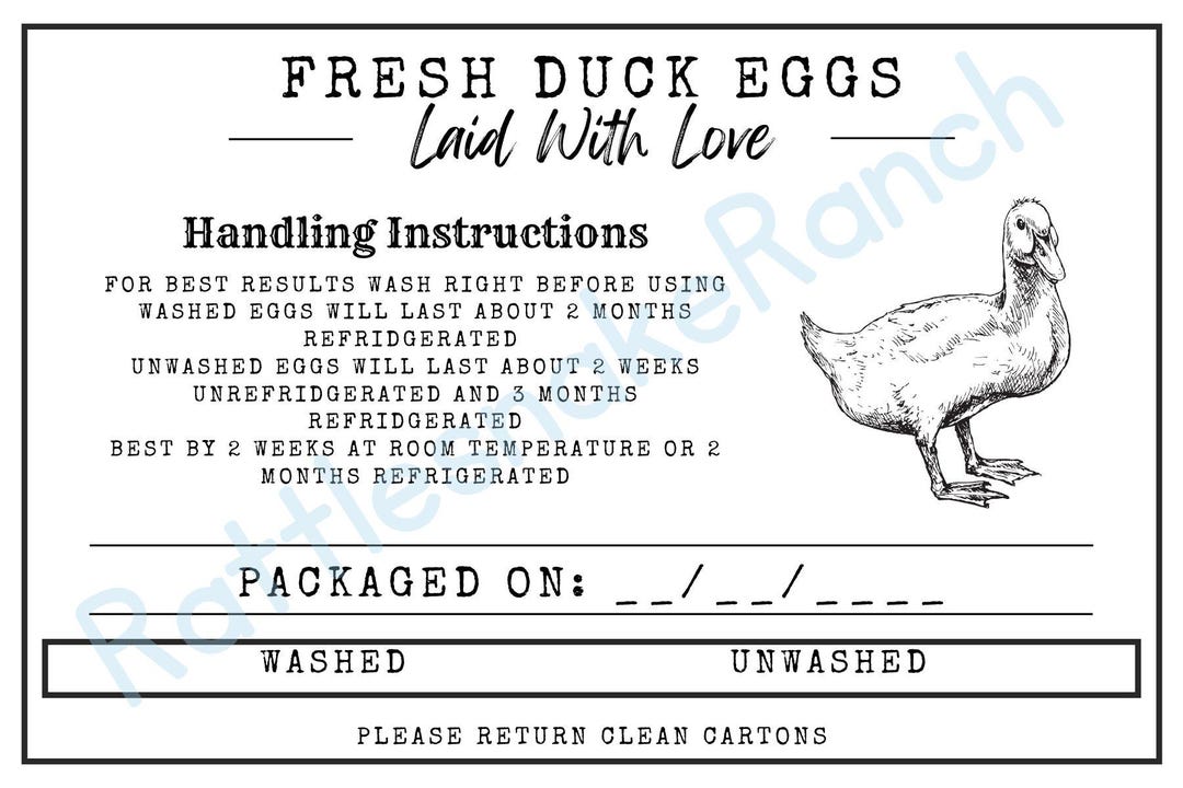 INSTANT DOWNLOAD - Duck Egg Package Labels Printable Digital Download ...