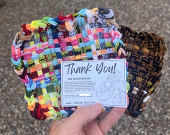 Handmade Cast Iron Handle Hot Pad: Colorful Woven Design (Made by Kids) - 2 PACK