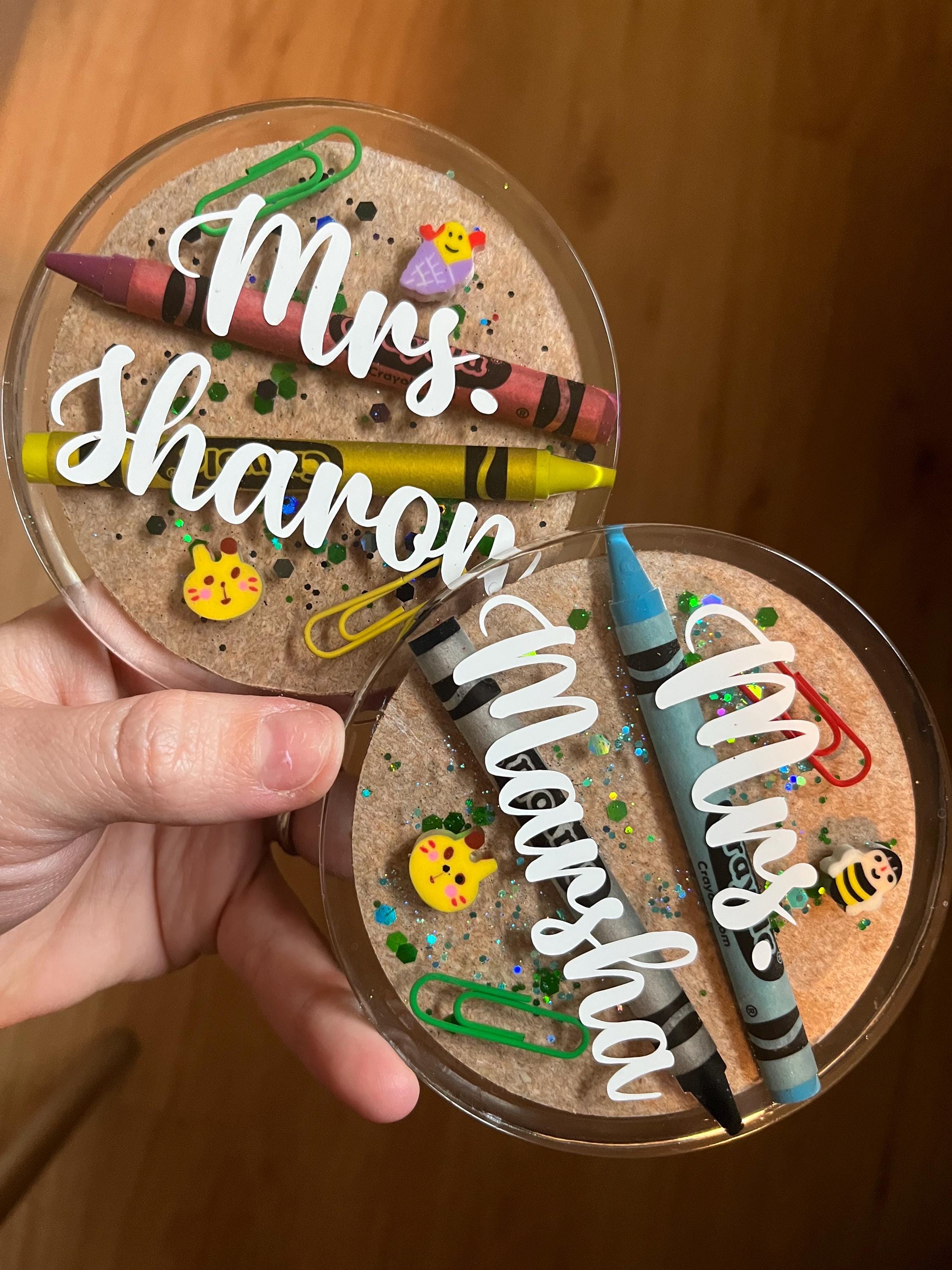 Personalized Teacher Coaster, Epoxy Resin, Cork Bottom - Etsy