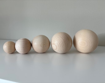 Bola de madera de haya 40, 50, 60, 70, 80 mm natural sin tratar