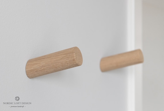 Wandhaken aus Eiche, massiv | Garderobenhaken aus Holz | 1er-, 2er-, 3er- oder 5er-Set