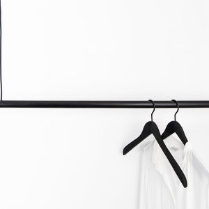 Clothes rail | Hanging wardrobe | Black beech with sail rope | Hanging wardrobe | Wooden wardrobe | Ceiling mounting