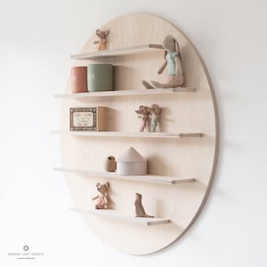 Mensola in legno per figure Tonie, rotonda | Mensola da parete | Mensola in legno | Mensola Tonie | Stile scandinavo