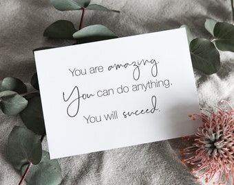 Minimalist Postcard You are amazing, you can do anything, you will succeed.