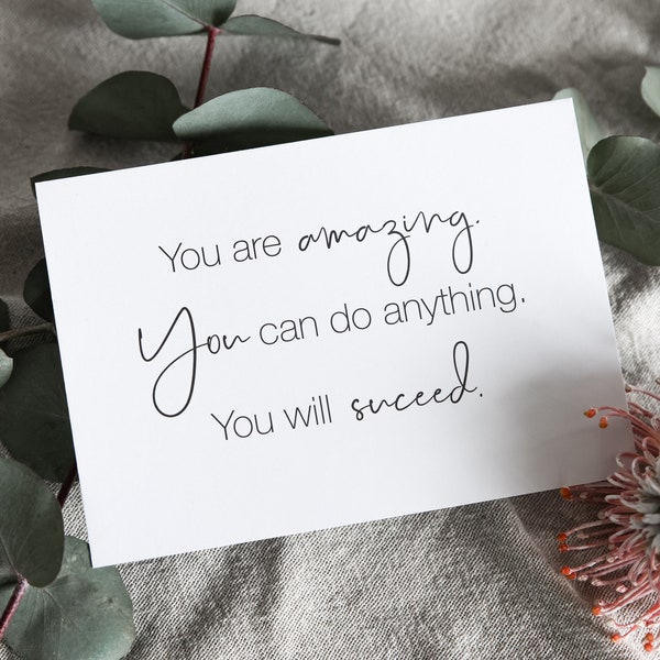 Minimalistische Postkarte You are amazing, you can do anything, you will succeed.