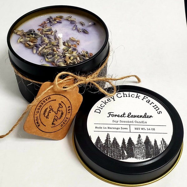 Rustic Black Tin Herb Scented Candle Multiple Scents Available