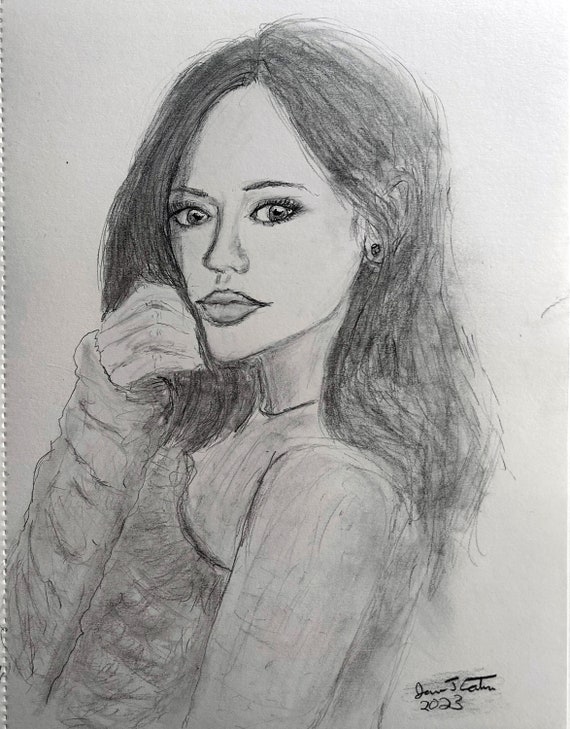 Jenna Ortega drawing print