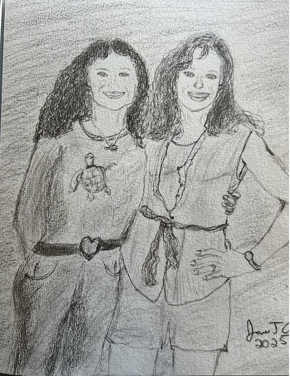 Laura and Laurie Pencil Sketch Print