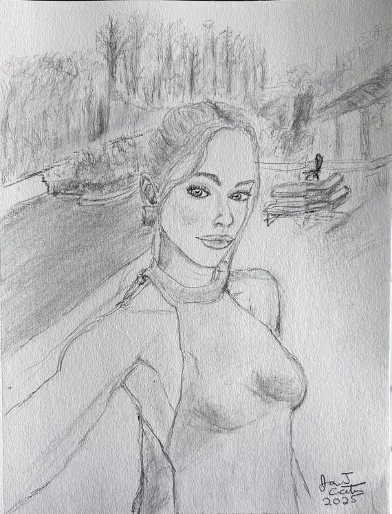 Super Model Pencil Sketch