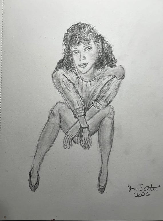 Jennifer Beals original pencil sketch