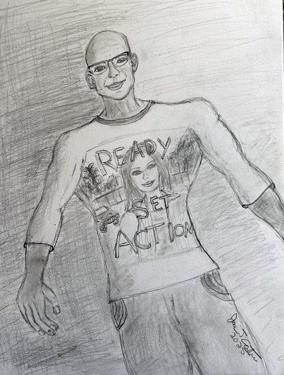 Pencil Sketch Print Self-Portrait