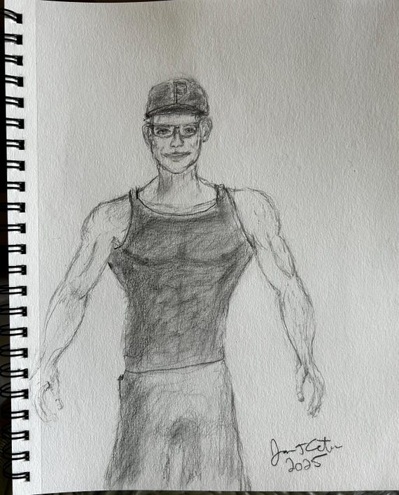 Rough Charcoal Selfie Sketch