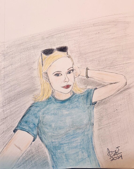 Elle Fanning color pencil sketch