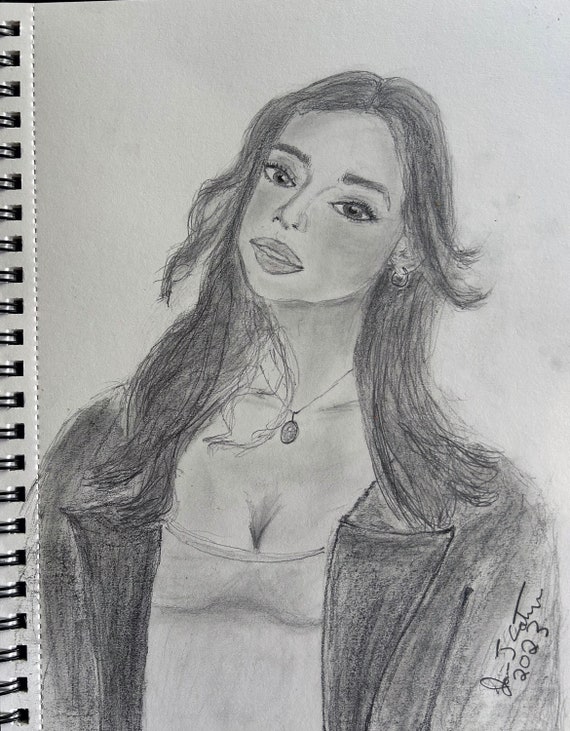 Hailee Steinfeld pencil charcoal sketch original art