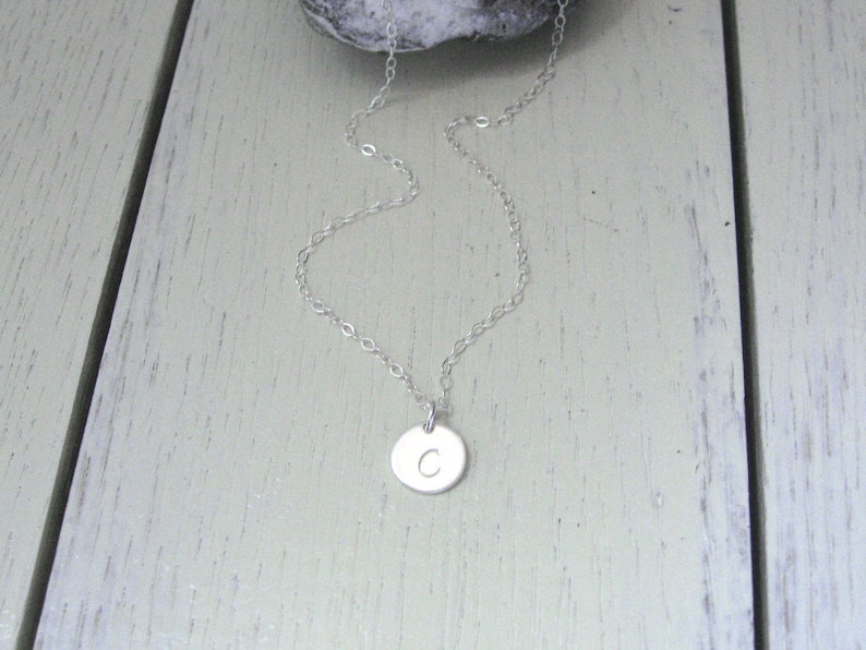 Baby Initial Disc Necklace 14k Gold Fill or Sterling Silver Etsy