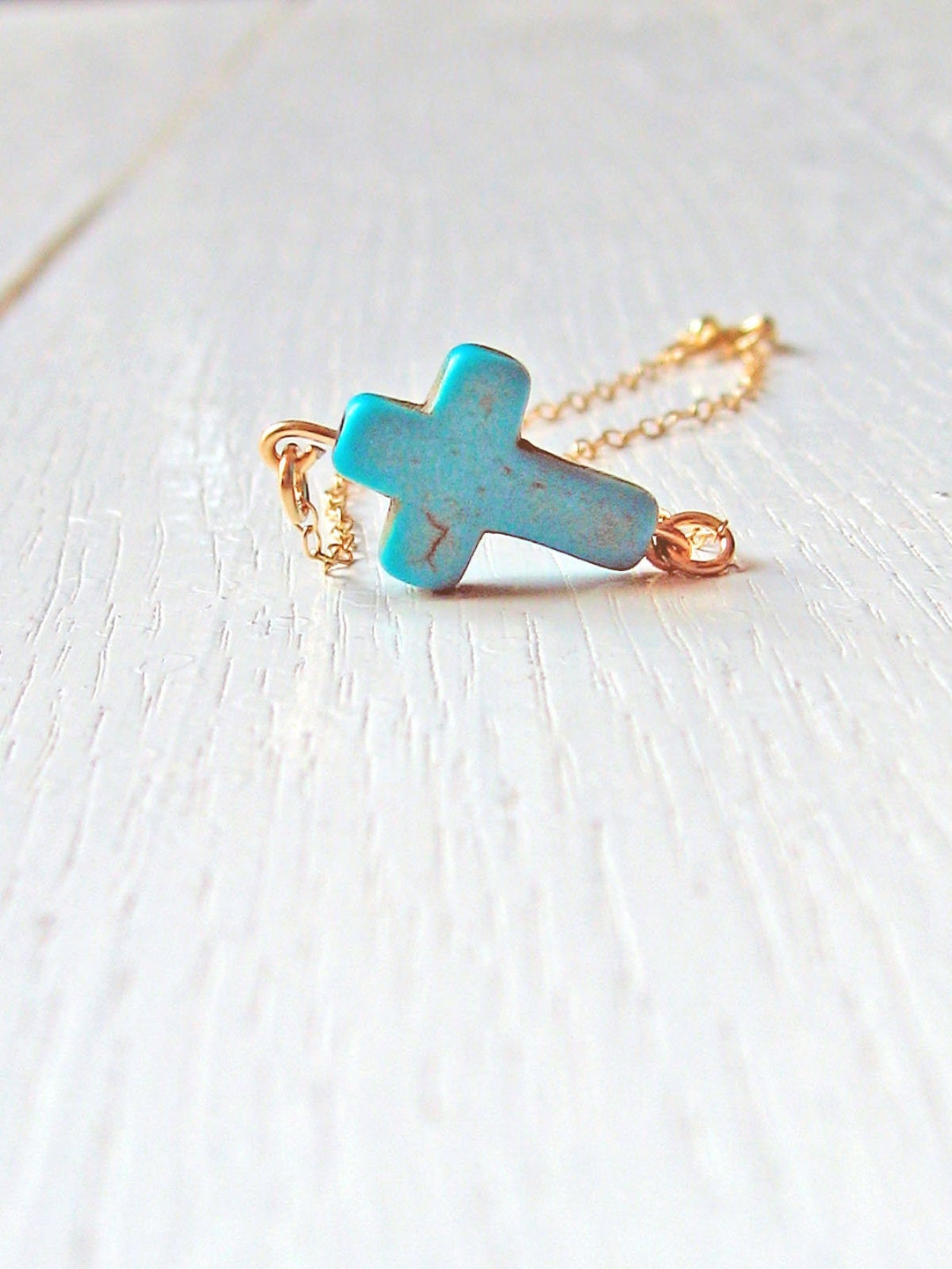 Baby Cross Anklet 14k Gold Fill or Sterling Silver Turquoise - Etsy