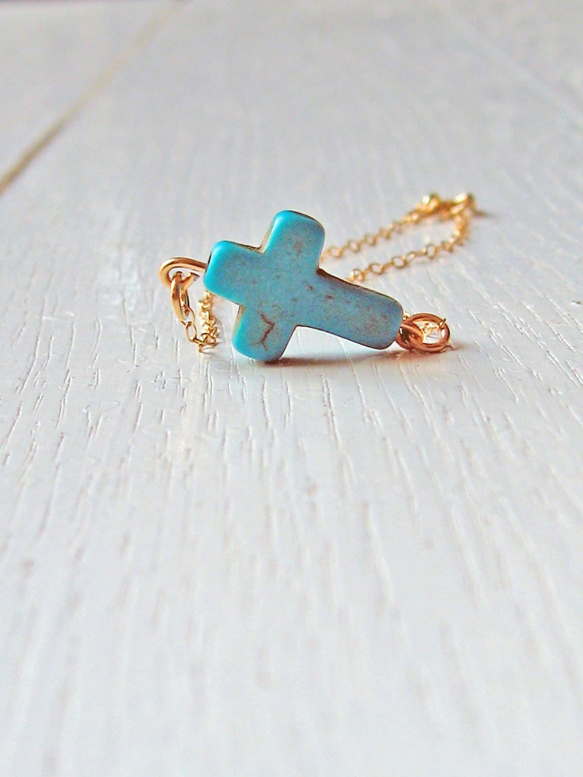 Baby Cross Anklet 14k Gold Fill or Sterling Silver Turquoise - Etsy