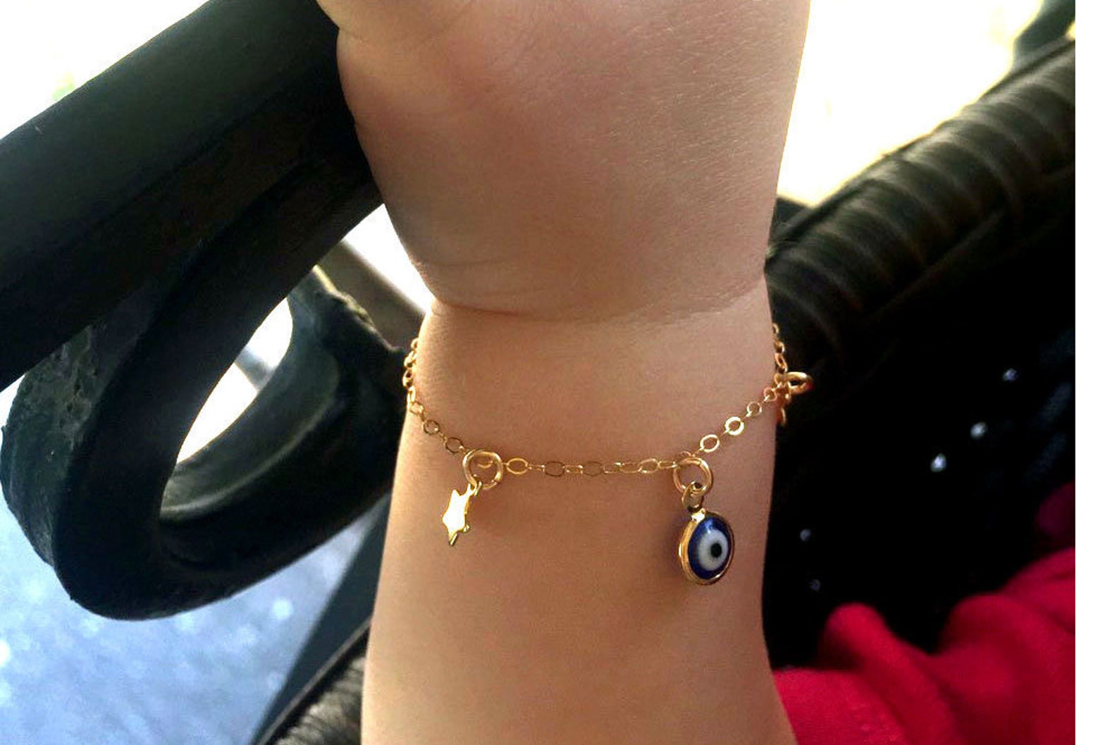 Baby Evil Eye Bracelet 14k Gold Fill With Cross and Star Baby Etsy