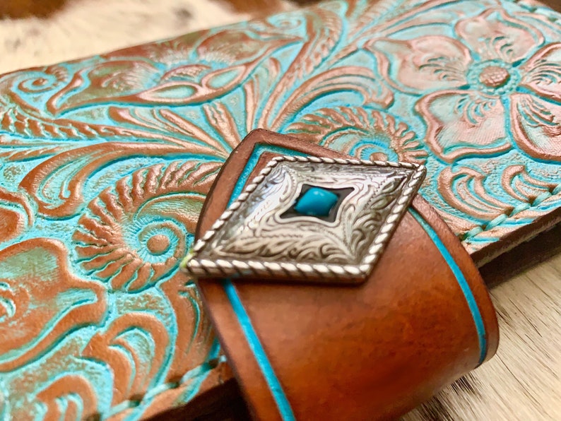 Gift for Her Floral Turquoise Western Southwestern Rustic Made to Order Ladies Wallet Desert Rose Long Wallet Cowgirl