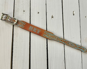 Thunderbird & Turquoise Dog Collar - Personalized Dog Collar - Customized Hardware Finish - T-Bird -Southwest Design