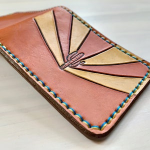 Saguaro Sunburst Leather Wallet Cactus Southwest Made to Order Western Sheridan Style Succulent Sunset Arizona Flag Cowboy image 7