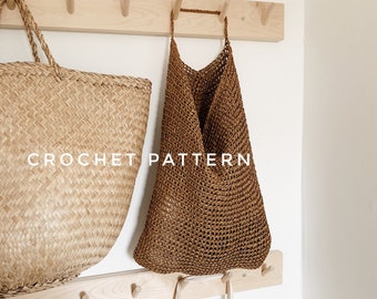 CROCHET PATTERN / crochet hanging storage bag / -- the aumbry hanging bag -- / raffia crochet storage bag / crochet home decor