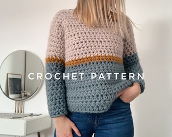 CROCHET PATTERN / chunky wool crochet sweater / -- the stria jumper -- / sizes xs-l / modern crochet jumper / fast beginner crochet project