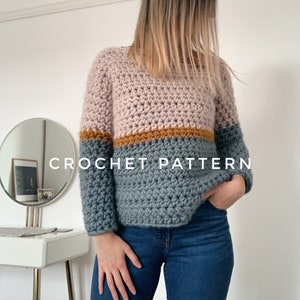 CROCHET PATTERN / chunky wool crochet sweater / -- the stria jumper -- / sizes xs-l / modern crochet jumper / fast beginner crochet project